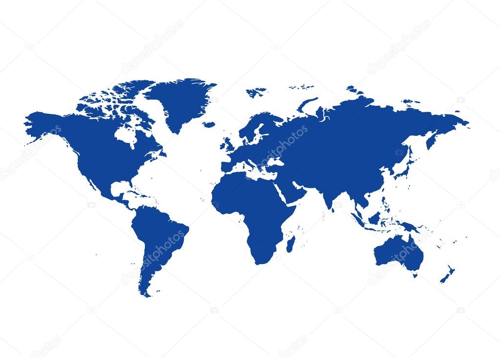 dark blue map of the world - vector continents