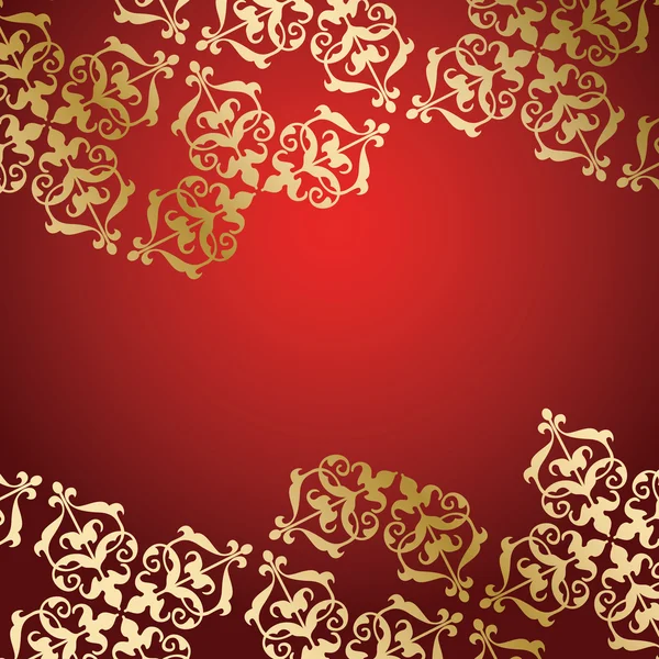 Red background with golden decorative ornament - vector — Stock Vector