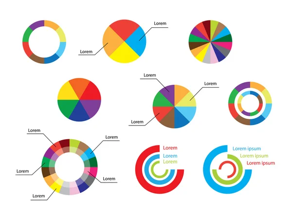 Farbrunde Diagramme - Vektorsatz der Infografik — Stockvektor