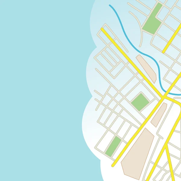 Fondo azul con parte del mapa de la ciudad - vector — Archivo Imágenes Vectoriales