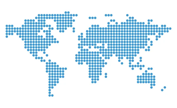 Abstracto mapa vectorial azul del mundo con círculos — Vector de stock