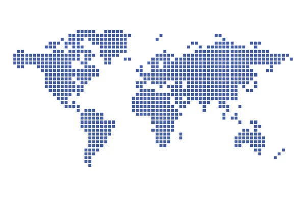 Donker blauwe kaart van wereld - vector pleinen — Stockvector