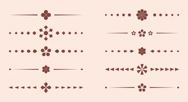 Divisores geométricos marrones - conjunto de vectores — Vector de stock