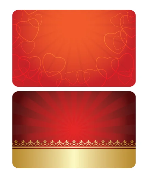 Cartes rouges et dorées avec décorations - modèles vectoriels — Image vectorielle