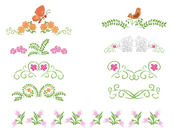 Divisores decorativos florales - conjunto de vectores — Vector de stock