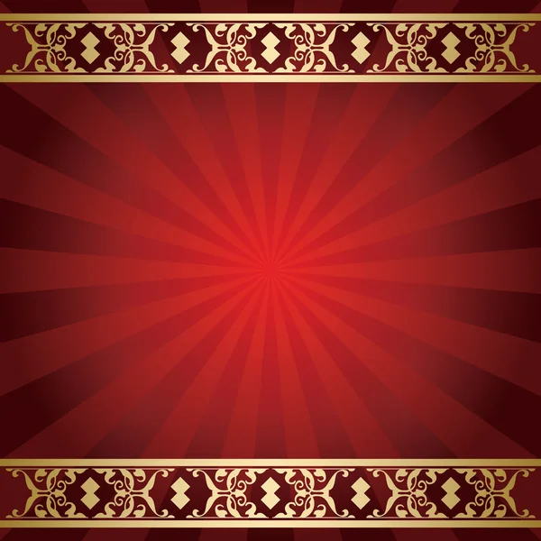 Bright red background with rays from center - vector — Stock Vector