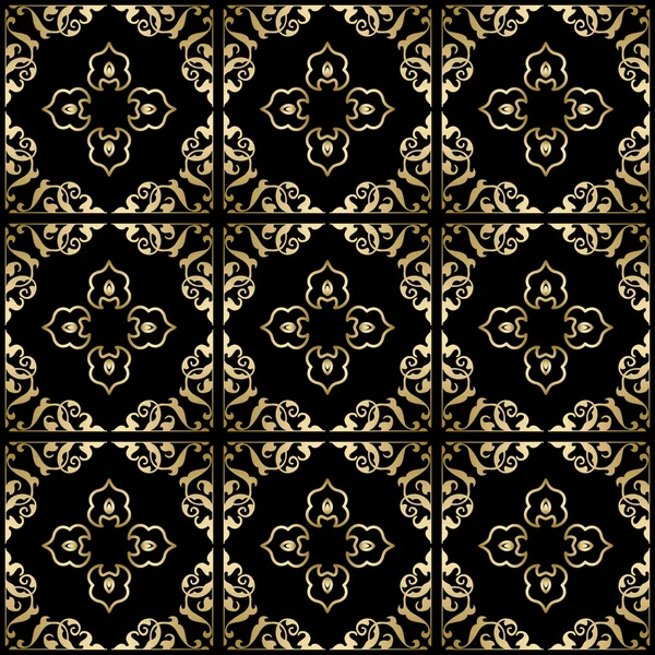 Fundo preto com ornamento dourado - vetor sem costura —  Vetores de Stock