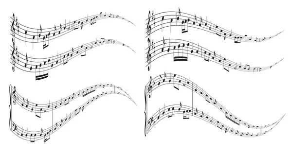 Wellenförmige Elemente mit Noten - Vektor — Stockvektor