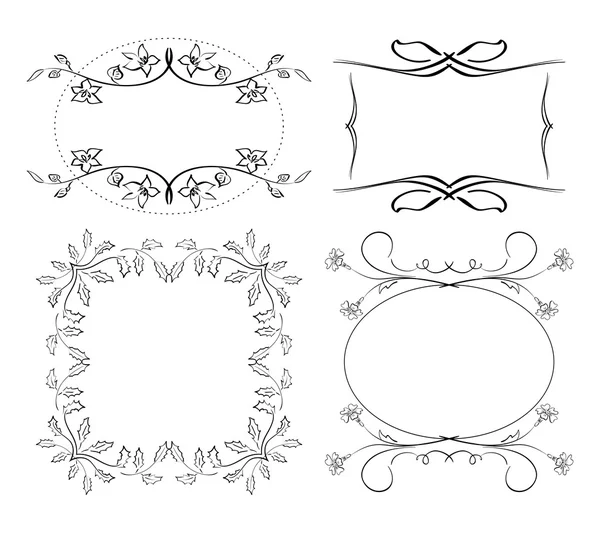 Conjunto de marcos vectoriales decorativos florales — Archivo Imágenes Vectoriales