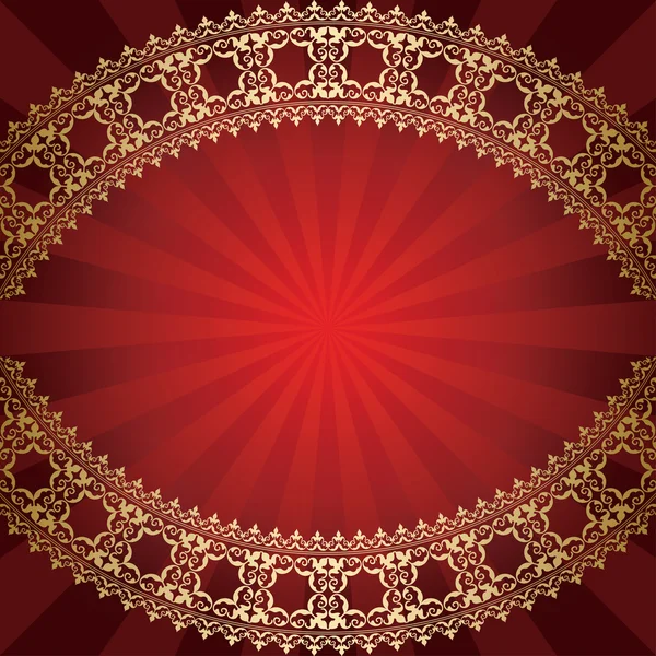 Червоний фон з вигнутою золотою рамкою - вектор — стоковий вектор