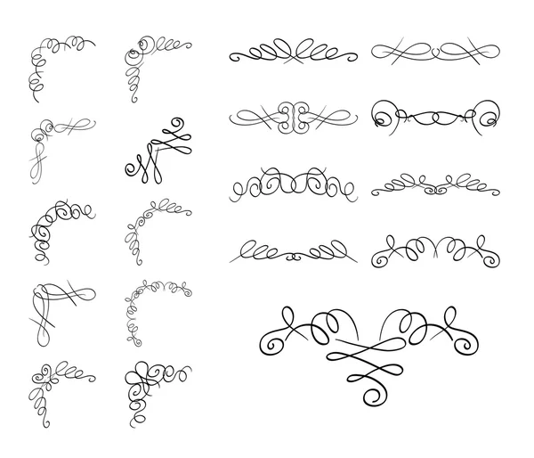 Conjunto de delimitadores vectoriales - elementos rizados — Archivo Imágenes Vectoriales