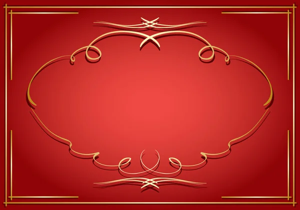 Rote Karte mit goldenen Dekorationen - Vektor — Stockvektor