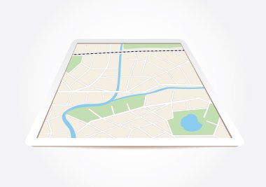 şehir haritası tablet ekranda - vektör