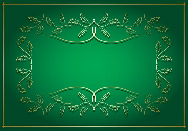 Green and gold background with frame in center - vector — Stock Vector