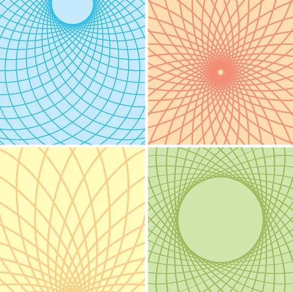 Milieux de couleur avec grilles courbes - ensemble vectoriel — Image vectorielle