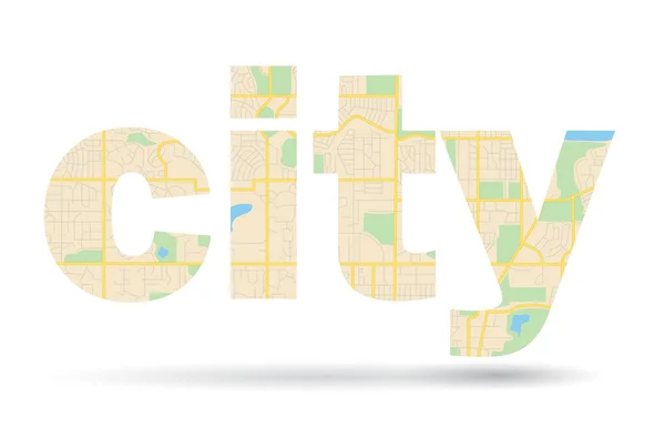 Mot Ville avec schéma de rues - carte vectorielle — Image vectorielle