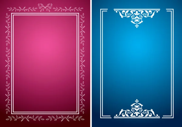 Crimson and blue backgrounds with white frames - vector — Stock Vector