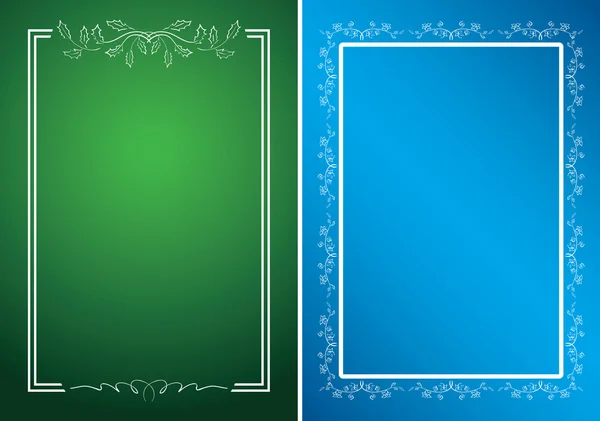 Green and blue cards with white frames - vector — Stok Vektör