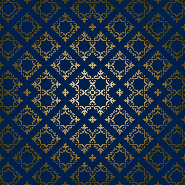 Donker blauwe achtergrond met gouden ornament - vector — Stockvector
