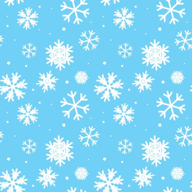 kar taneleri ile Seamless Modeli mavi - vektör