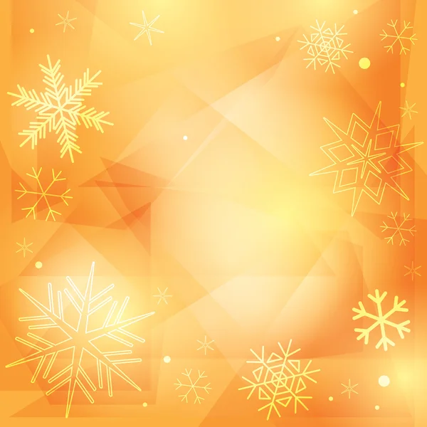 주황색 크리스마스 배경 하얀 눈송이-벡터 — 스톡 벡터
