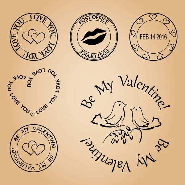 Série de timbres pour la Saint-Valentin - éléments vectoriels — Image vectorielle
