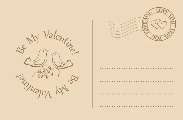 Carte postale vectorielle pour la Saint-Valentin - être ma valentine — Image vectorielle