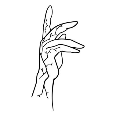 Beyaz arkaplan, kintsugi, dizayn ve dekorasyon için stok vektör illüstrasyonu, baskı, şablon, pankart üzerinde izole edilmiş çatlak siyah bir ana hatla el.