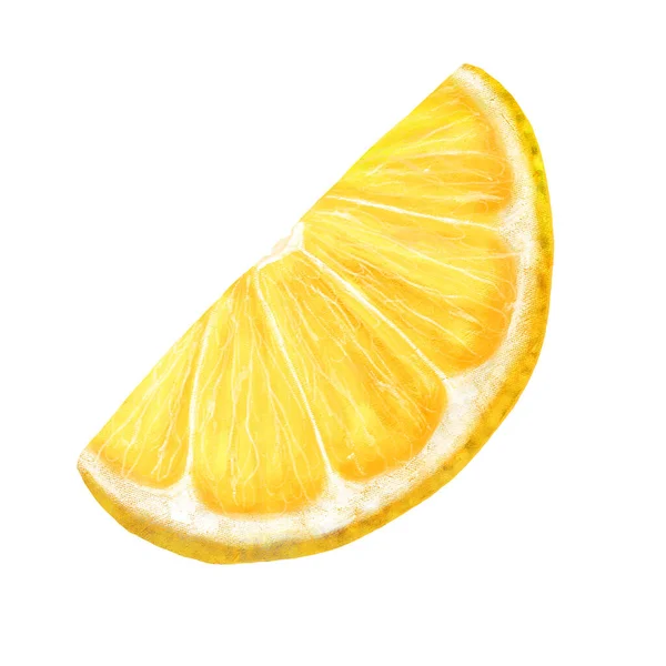 Половина Шматочка Лимона Стокова Ілюстрація Білому Тлі Вінтажному Стилі Акрилові — стокове фото