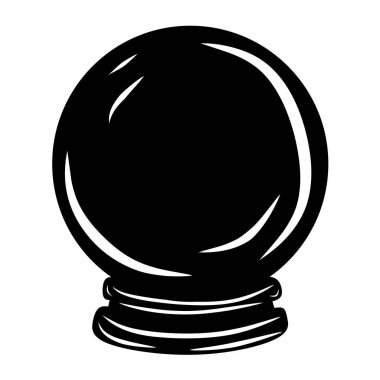 Siyah top, beyaz arkaplanda izole edilmiş çizgi film, tasarım ve dekor için vektör çizimi, Cadılar Bayramı, çıkartma, şablon