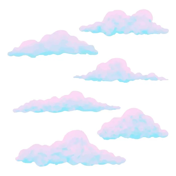 Nubes Establecen Ilustración Vectorial Realismo Aislado Sobre Fondo Blanco Color — Vector de stock