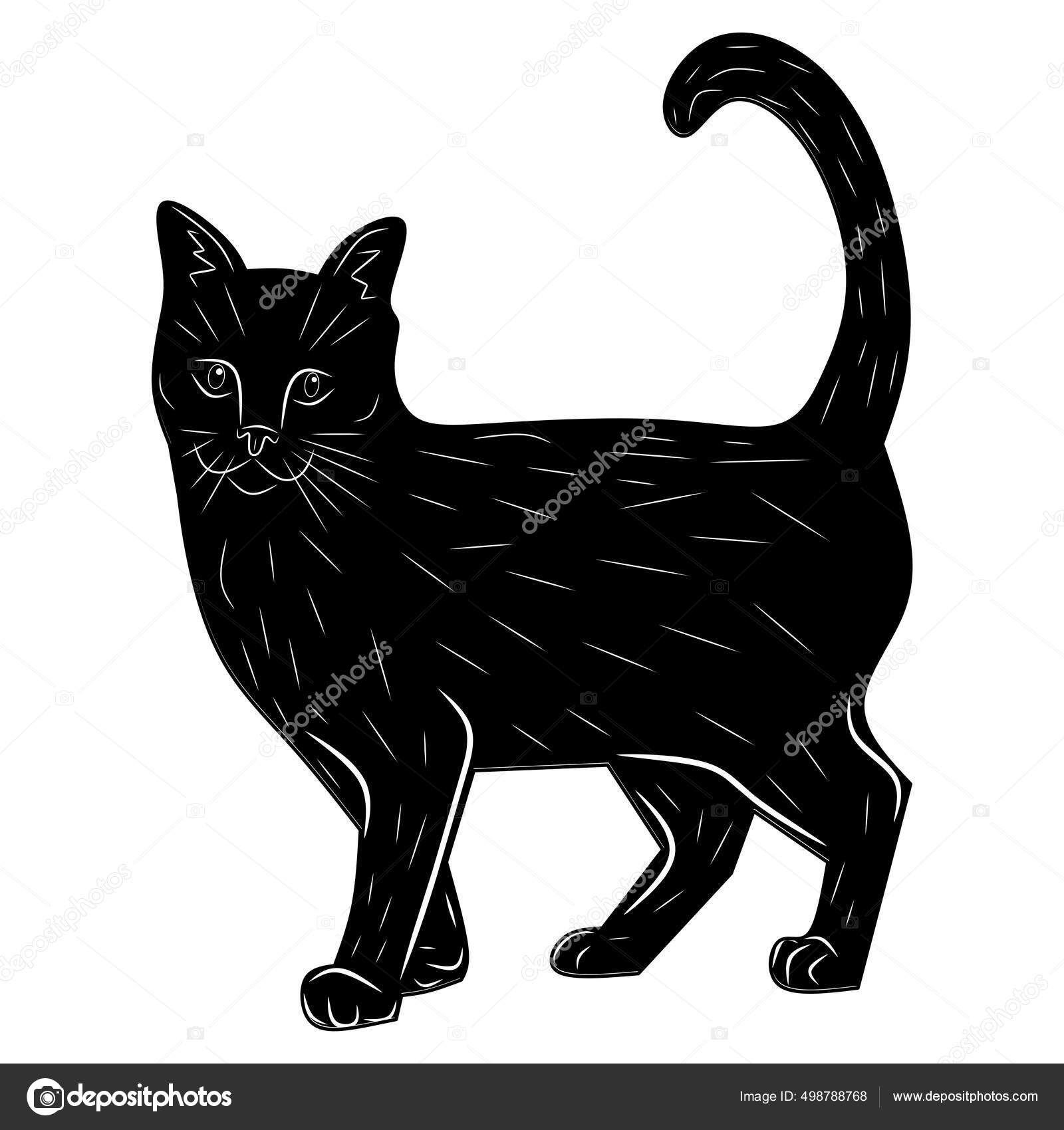 Gato preto Imagens de Stock de Arte Vetorial