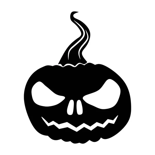 Spookachtige Zwarte Pompoen Cartoon Geïsoleerd Witte Achtergrond Vectorillustratie Voor Ontwerp — Stockvector