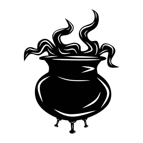 Cauldron Potion Black Cartoon Isolated White Background Vector Illustration Design — Stock Vector