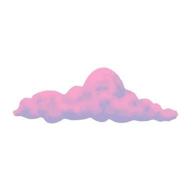 Gerçekçilikte bulut vektör çizimi, beyaz arkaplanda izole edilmiş, mavi ve pembe renk, çıkartma
