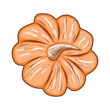 Beyaz arkaplanda izole edilmiş şirin turuncu balkabağı, dizayn ve dekor için stok vektör çizimi, çıkartma, yazdırma