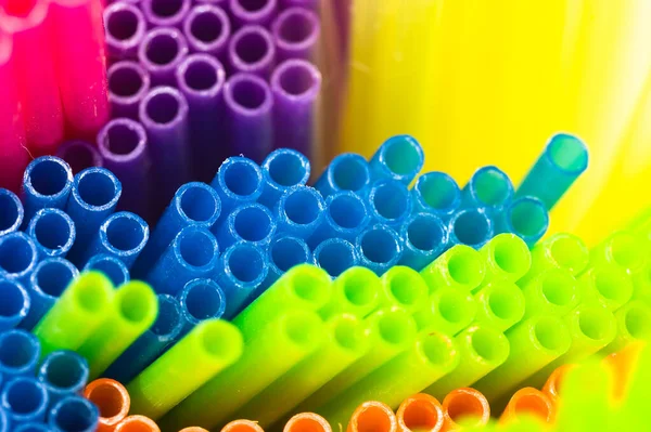 Resumen Colección Pajitas Plástico Colores Brillantes — Foto de Stock