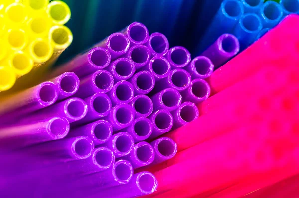 Resumen Colección Pajitas Plástico Colores Brillantes — Foto de Stock