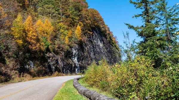 ブルーリッジ パークウェイ沿いの秋のアパラチア山脈を通る道路 — ストック写真