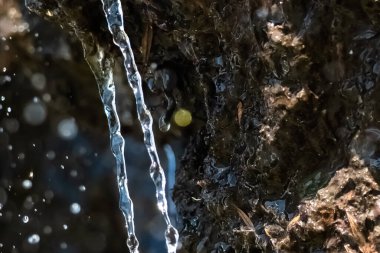 Gümüş Su Akıntısı Bir Kayadan dökülüyor