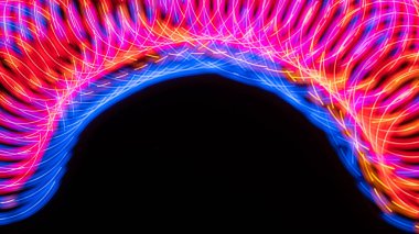 Soyut: Siyah Arkaplan Üzerinde Bir Kenarlık Oluşturan Renklerin İlginç Girdapları