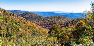 Appalachian Dağlarında sonbahar Blue Ridge Parkway boyunca görüldü.