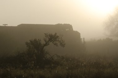 Yük treni erken sabah sessizlik içinde parça aşağı hareket