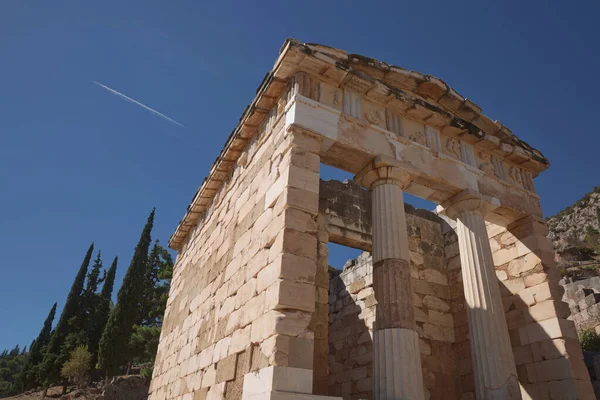 Athenian Treasure Delphi Greece Sanctuary Antigo Que Cresceu Rico Como — Fotografia de Stock
