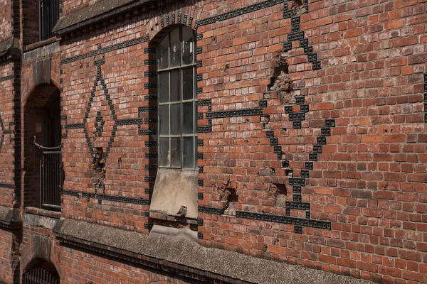 Wanddetail Der Speicherstadt Hamburg Deutschland — Stockfoto