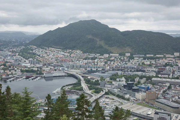 Blick Auf Die Stadt Bergen Vom Floyen Floyen Ist Einer — Stockfoto