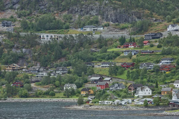 Aldeia Eidfjord Noruega Importante Porto Escala Navios Cruzeiro Ele Está — Fotografia de Stock