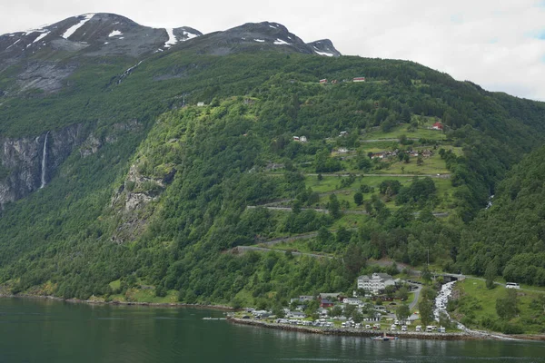 Geiranger Fjord Beautiful Nature Norway Est Une Branche Kilomètres Long — Photo