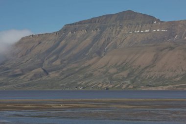 Norveç 'in Longyear, Spitsbergen yakınlarındaki güzel doğa ve manzara.