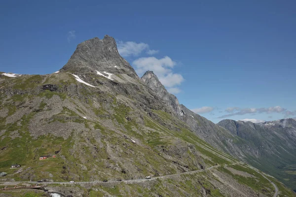 Vista Trollstigen Trolls Path Que Uma Estrada Serpentina Montanha Noruega — Fotografia de Stock